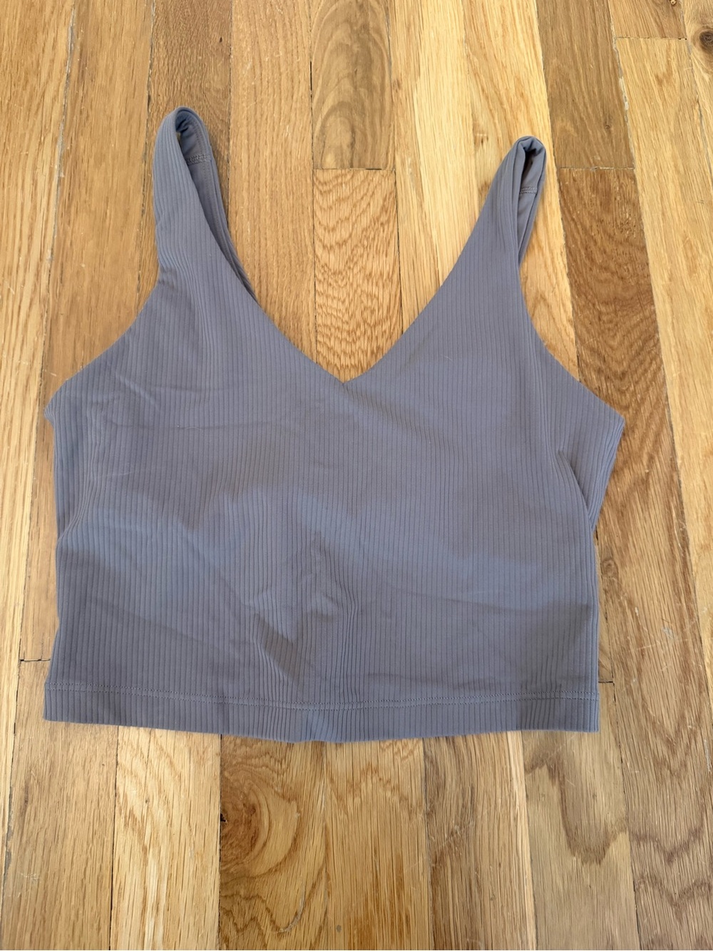 Athleta Ribbed V-Neck Cropped Tank — Taupe